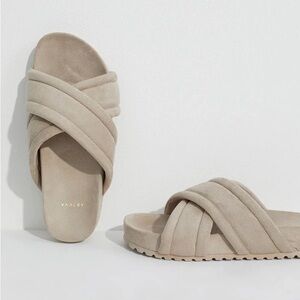 Varley Ronley Quilted Slides - sand beige